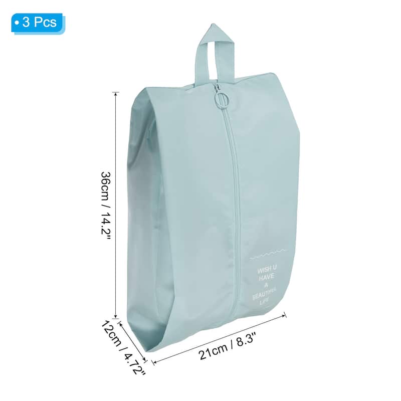 3Pcs Waterproof Shoes Bags Travel Storage Shoes Organizer with Zipper - Blue