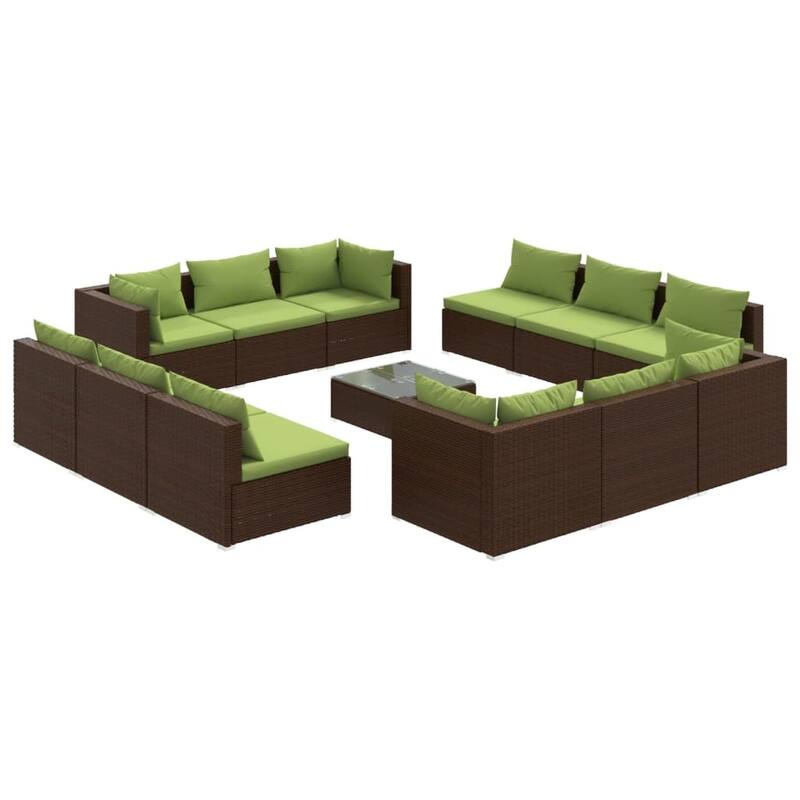 vidaXL Patio Lounge Set Outdoor Sectional Sofa Set Table Garden Poly Rattan