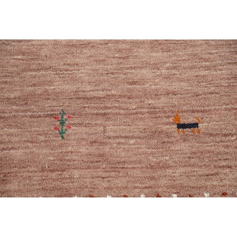 Hand Knotted Oriental 100% Wool Carpet Tribal Tribal Brown Gabbeh Area Rug - 7' 10'' X 5' 0''