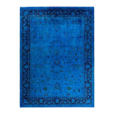 Fine Vibrance One-of-a-Kind Hand-Knotted Area Rug - Blue, 9' 2" x 12' 4" - 9' 2" x 12' 4"