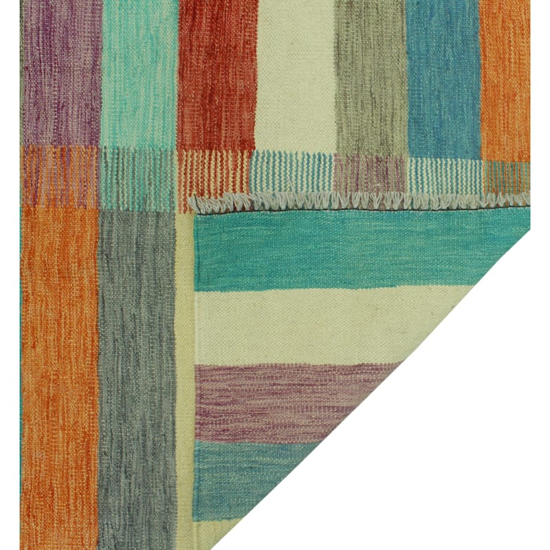 Hand-Woven Winchester Kilim Nuriya Ivory/Rust Rug - 5'0" x 6'6"