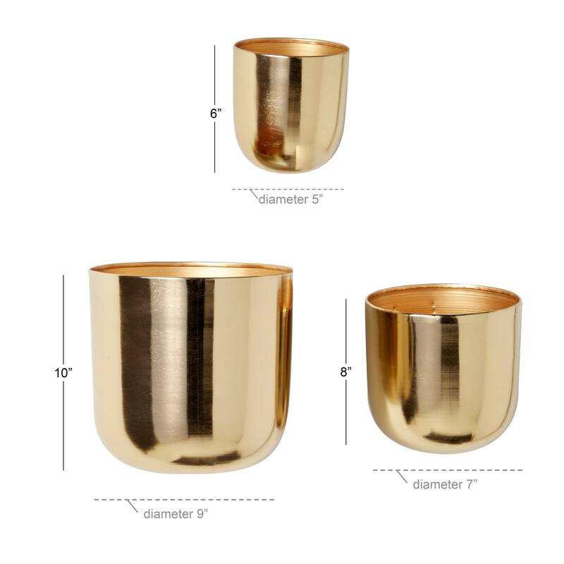 Metal Indoor Outdoor Floating Wall Planter - Set of 3 Gold, Silver, Black, White - Roche River Decor