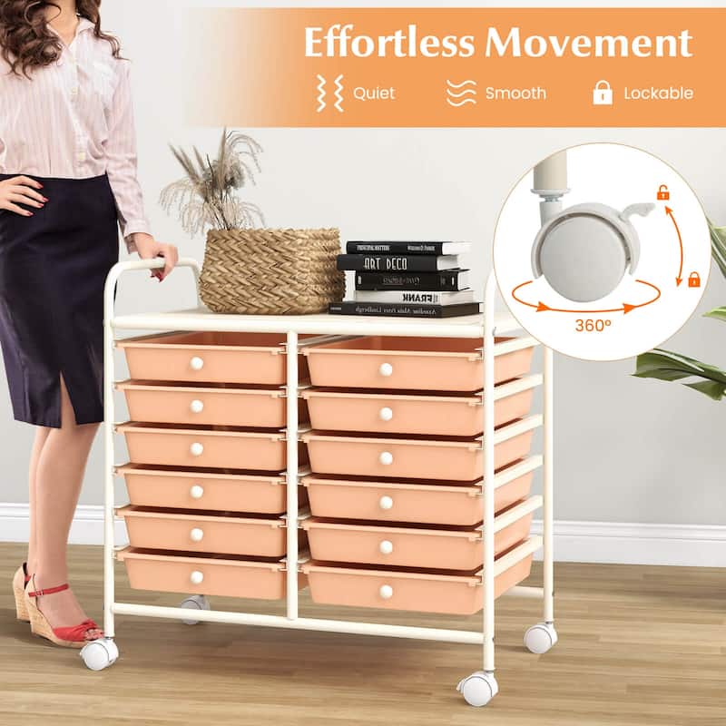 Costway 12 Drawers Rolling Cart Storage Scrapbook Paper Studio - See Details