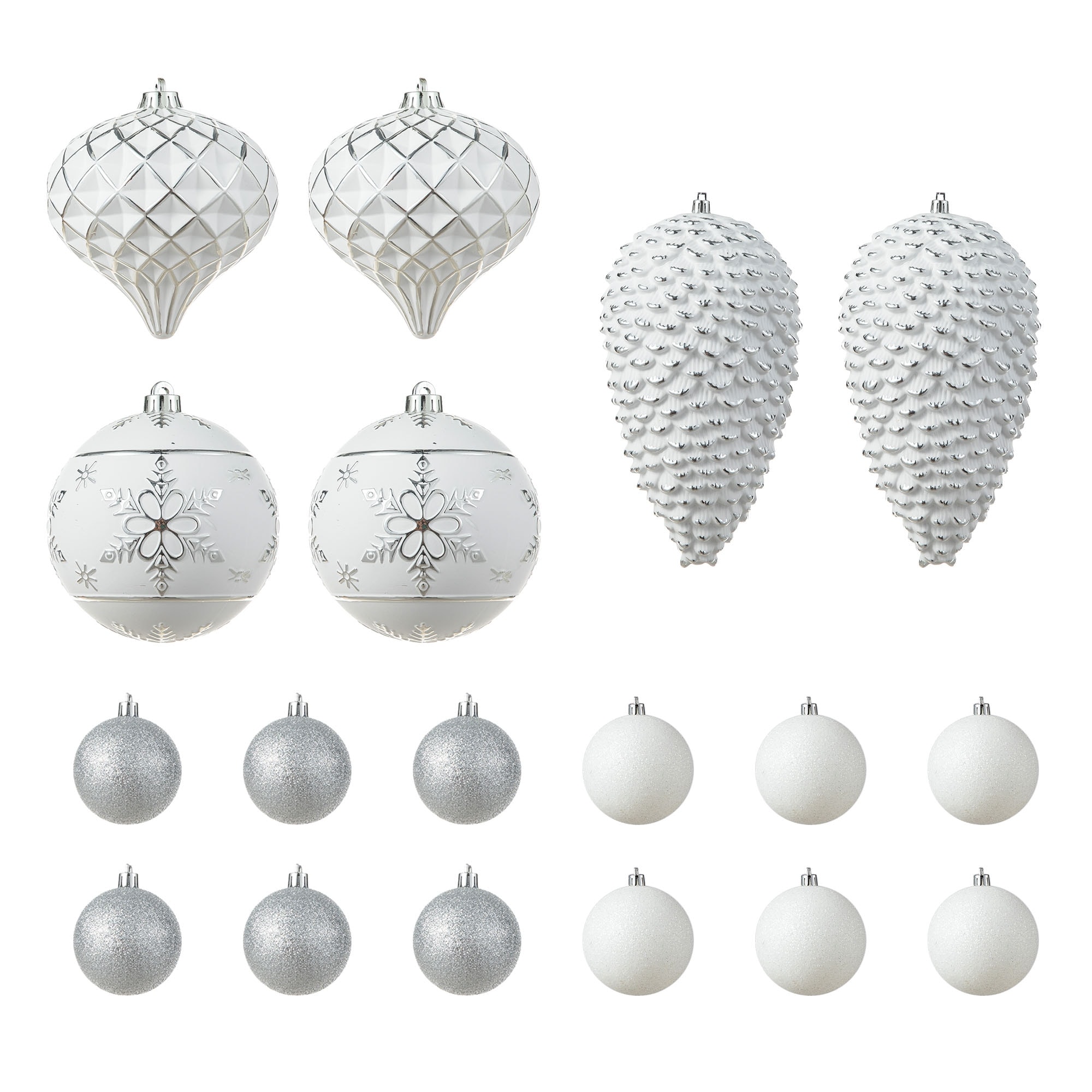 Glitzhome 36ct Christmas Elegant Silver Large Balls Tree Shatterproof Ornaments