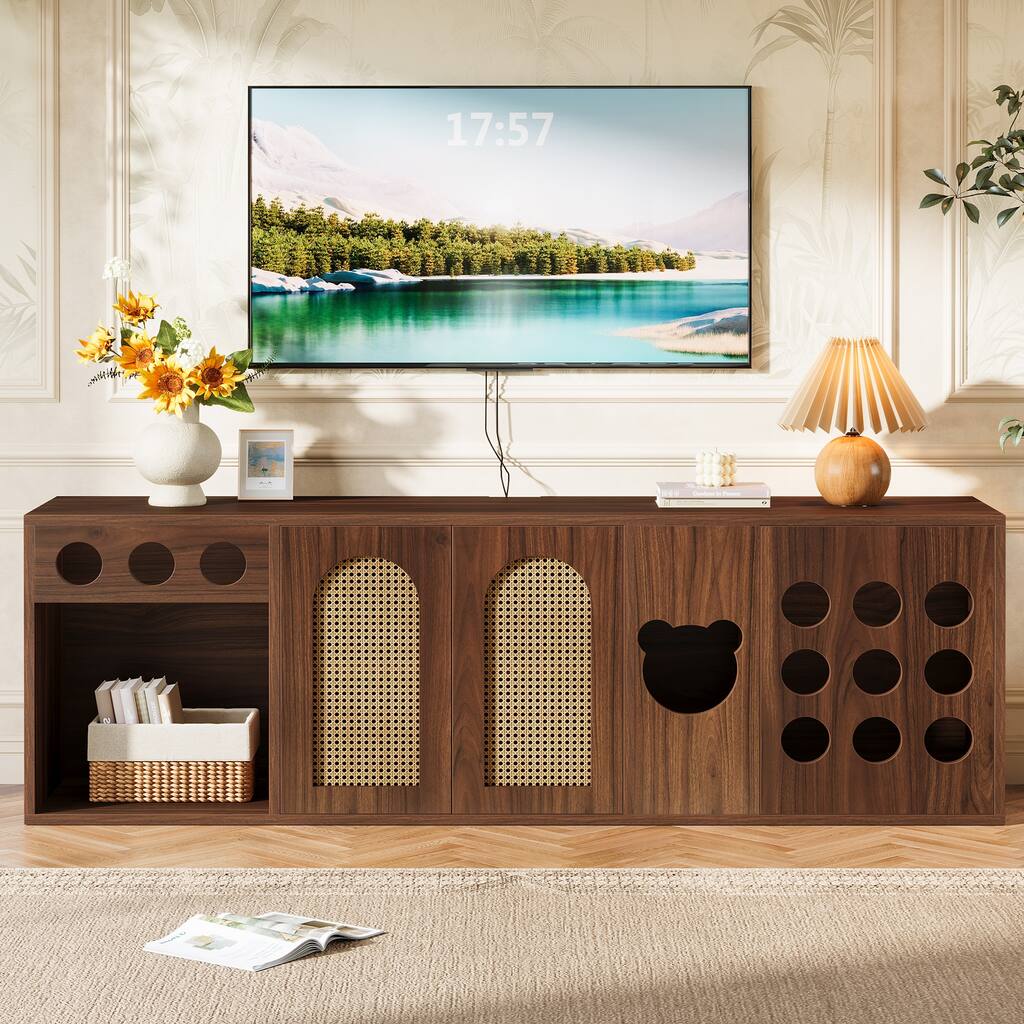 Extra Large TV Stand, 70.9'' TV Console Cabinet for 70/75/80 Inch TV, Entertainment Center with Storage Cabinets for Living Room