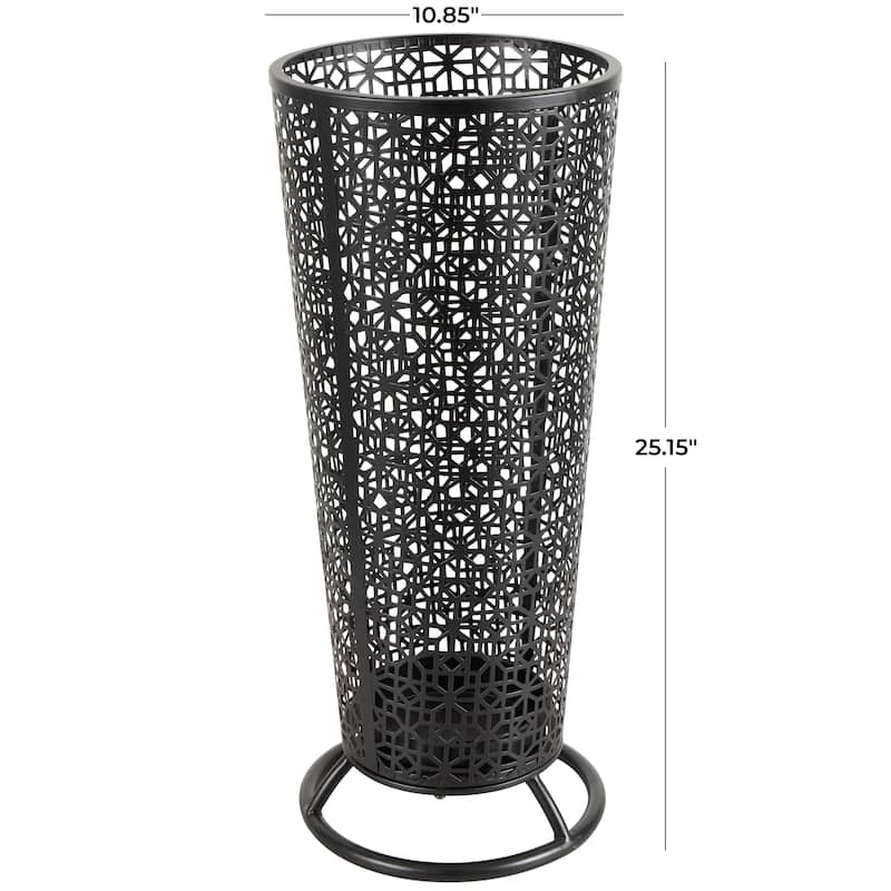 Metal Geometric Cone Shaped Umbrella Stand with Circular Ring Base - Black - Roche River Decor - 11"W x 11"L x 25"H