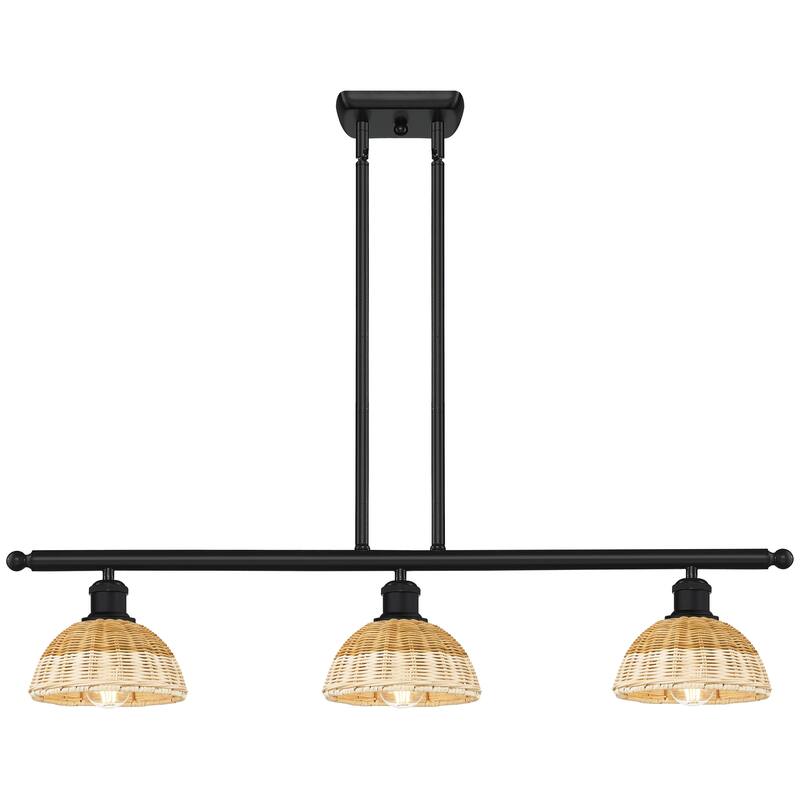 Innovations Lighting Endless Possibilities Ballston - Bristol Natural II - 3 Light 36" Stem Hung Island Light with 8" Shades - Matte Black