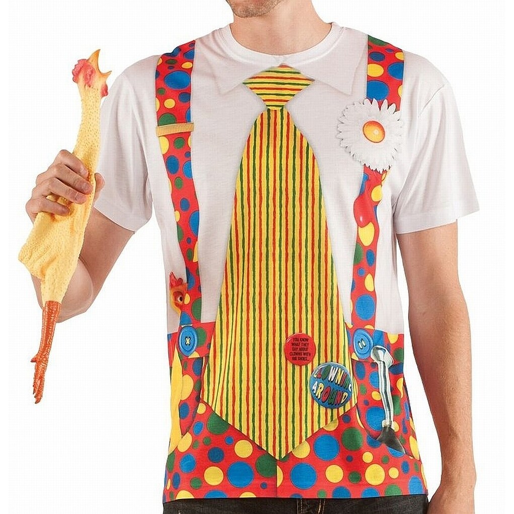 Shop Faux Real Clown Outfit Print Mens Crewneck Tee Shirt