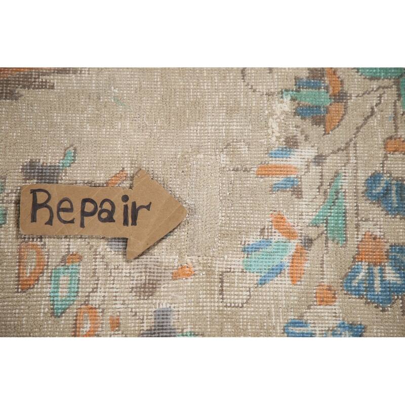 Hand Knotted Oriental 100% Wool Carpet Traditional Floral Beige & Ivories Tabriz Area Rug - 12' 11'' X 9' 6''