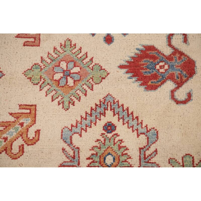 Geometric Kazak Oriental Area Rug Hand-Knotted Traditional Wool Carpet - 8'5"x 11'4"