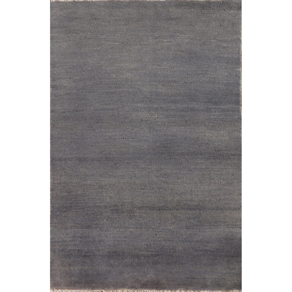 Modern Gray Gabbeh Oriental Accent Rug Hand-Knotted Wool Carpet - 2'6" x 3'10"