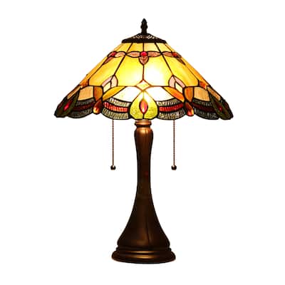 Tiffany-Style Floral Design 2-light Dark Bronze Table Lamp