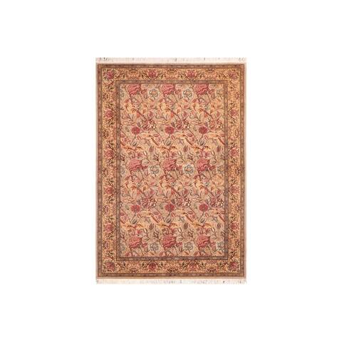 Kamal Pak-Persian Loida Grey/Lt. Gold Wool Rug (6'0 x 9'8) - 6'0" x 9'8"