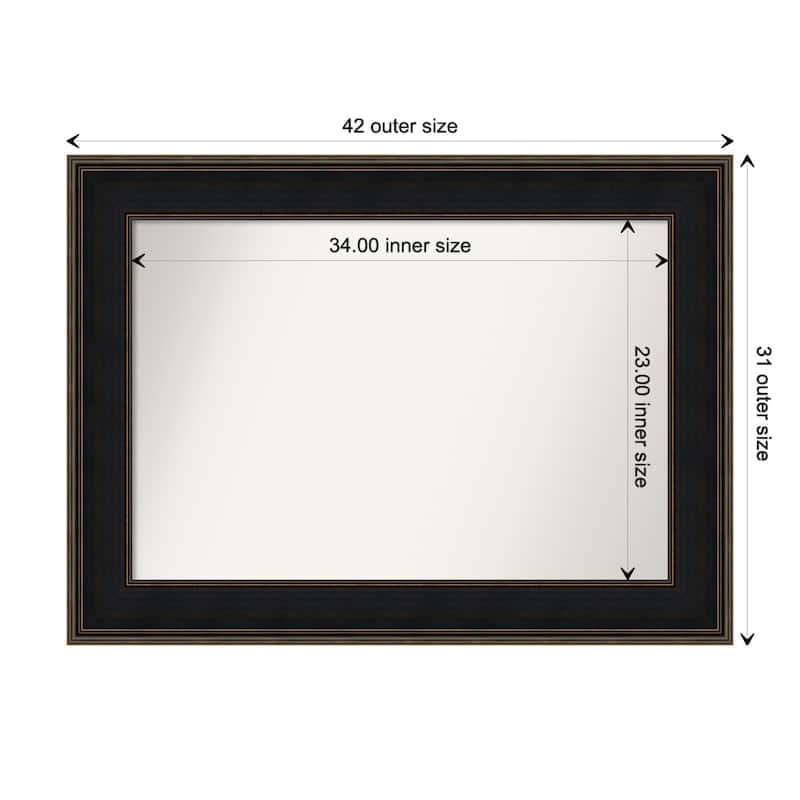 Mezzanine Espresso Framed Non-Beveled Custom Wall Mirror, Bathroom Vanity Mirror - Outer Size: 41.75 x 30.75