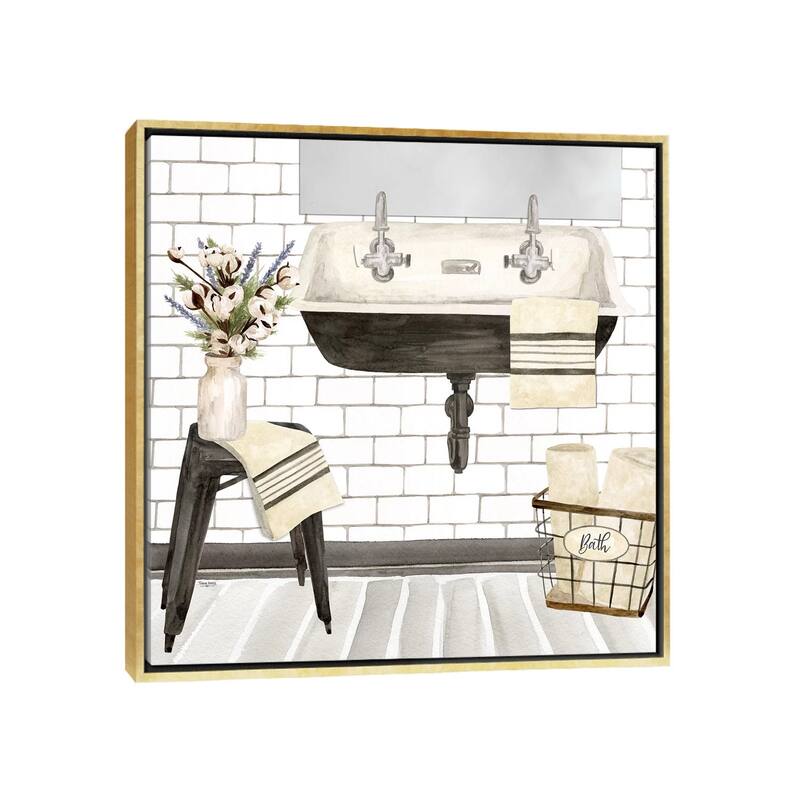 iCanvas "Farmhouse Bath II Sink" by Tara Reed Framed Canvas Print - Gold - 37x37