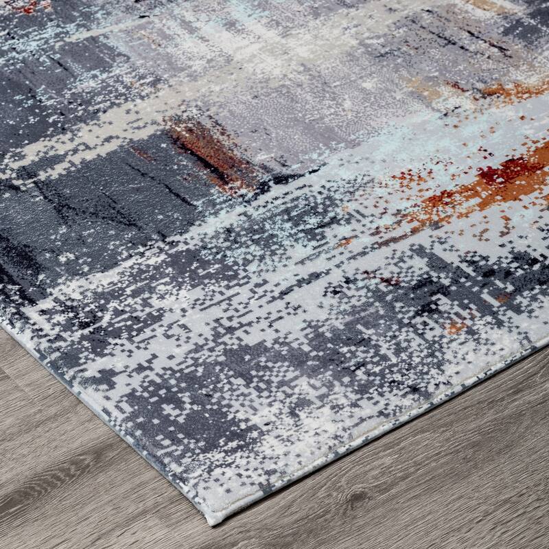 Abstract Grey/Gold Area Rug