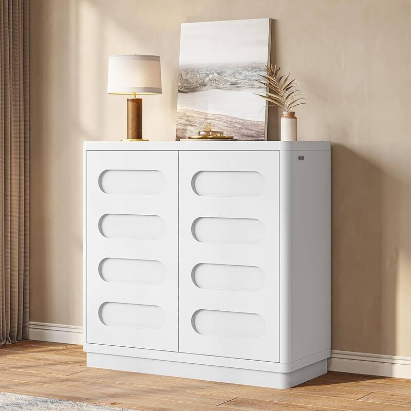 Buffet Sideboard Cabinet with Storage 2 Doors Adjustable Shelves - White