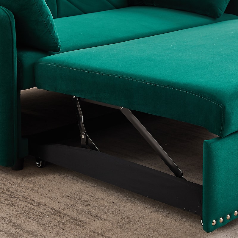 Comfortable 2 Seater Love Seat Couches with Side Storage Pockets, Accent Sofa with 2 Pillows, Velvet Upholstered Settee