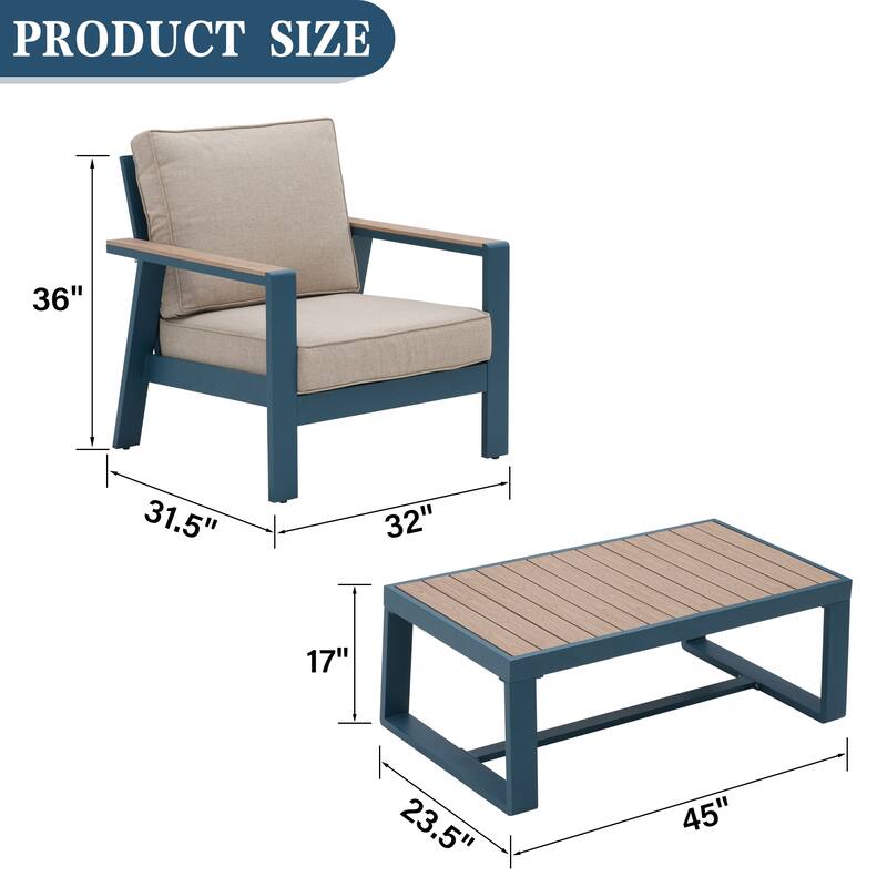 Zenova Aluminum Outdoor Sofa, Patio Sofa Sets, Patio Sectional Sofa Couch