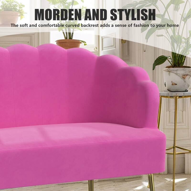 Velvet Comfortable Softness Metal Legs Loveseat Sofa