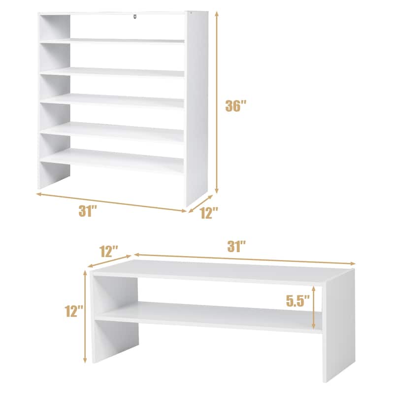 Costway 3 PCS Stackable Shoe Rack 31-Inch Horizontal Organizer 2-tier - See Details
