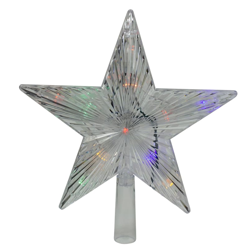 9.5" Lighted White Star Christmas Tree Topper - White and Multicolor LED Lights - 9.5