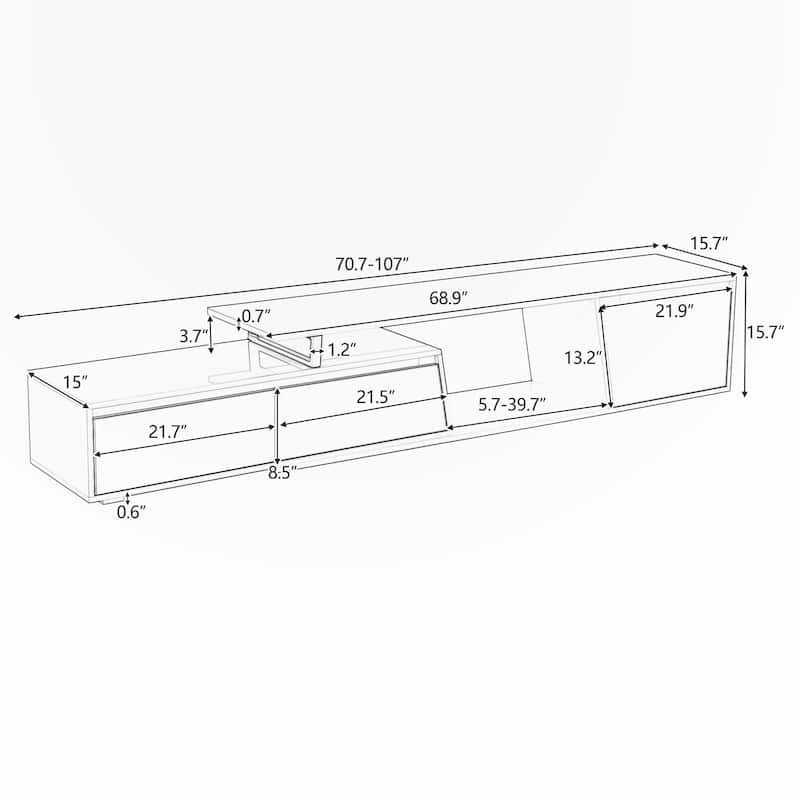 Modern Minimalist Rectangle Extendable TV Stand Up to 100"