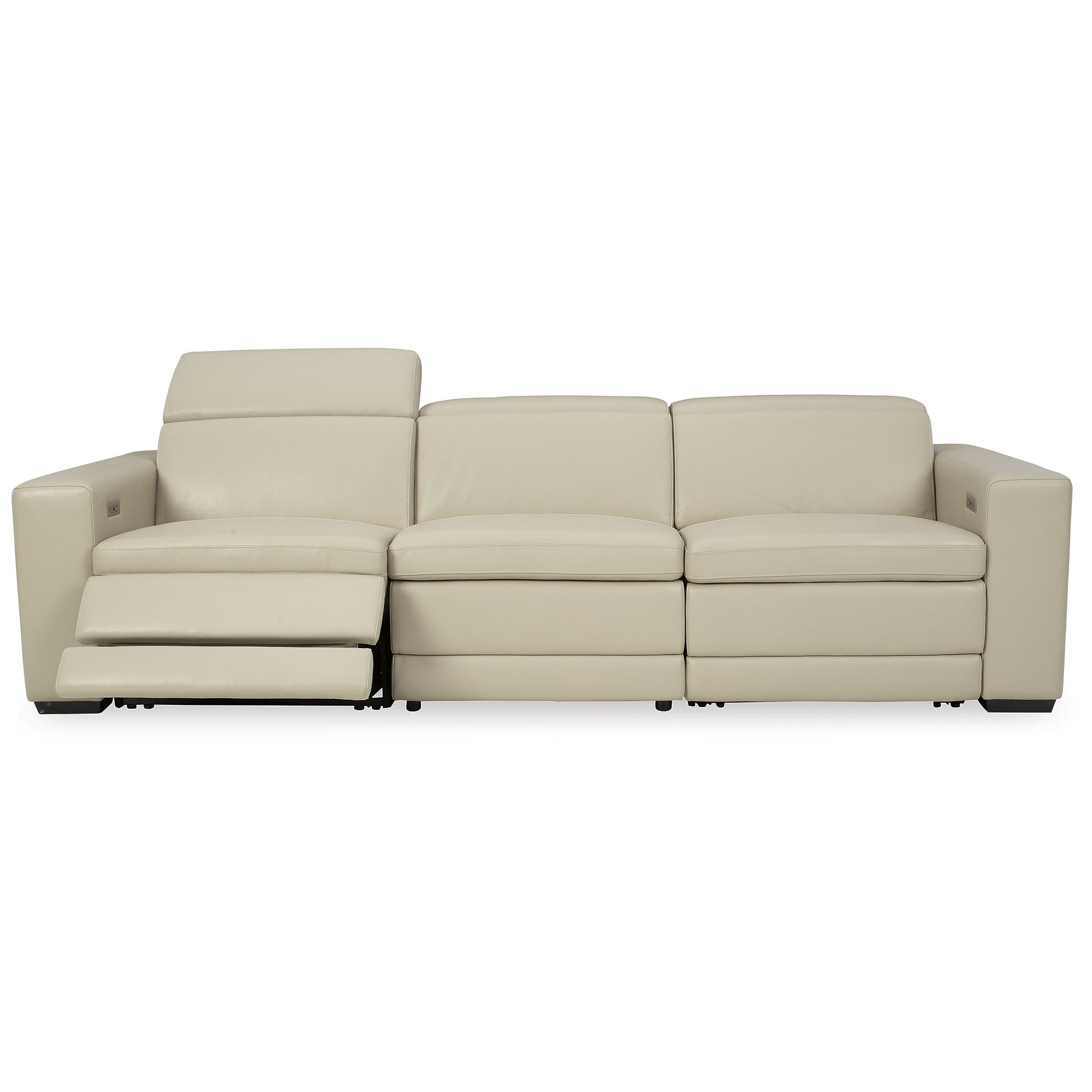 Venice Gray Leather-Match Power Reclining Sofa with Left-Facing