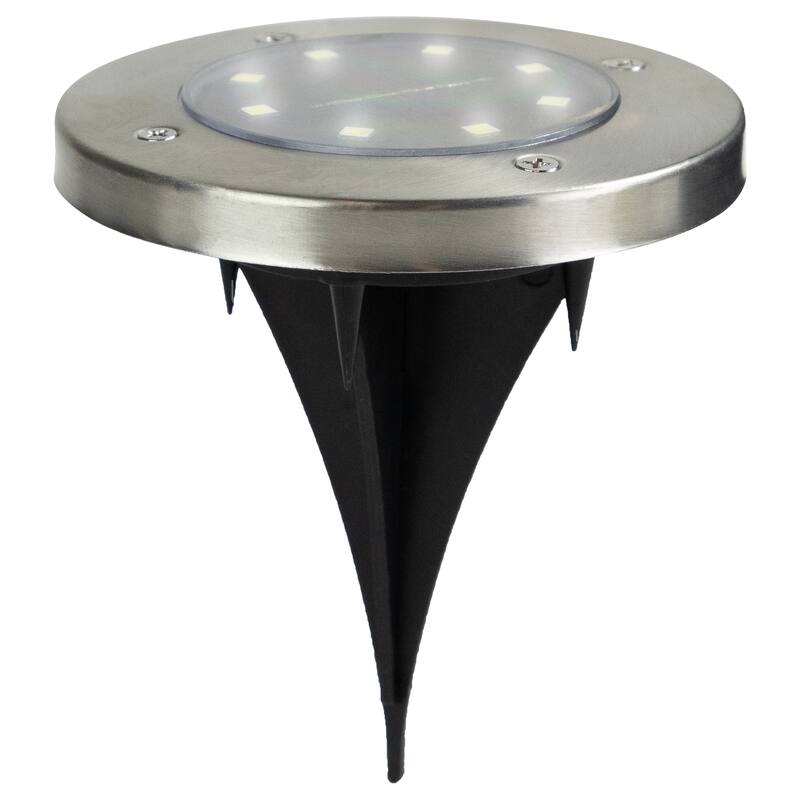 Set of 8 Stainless Steel Round Solar Powered LED Pathway Markers 5"
