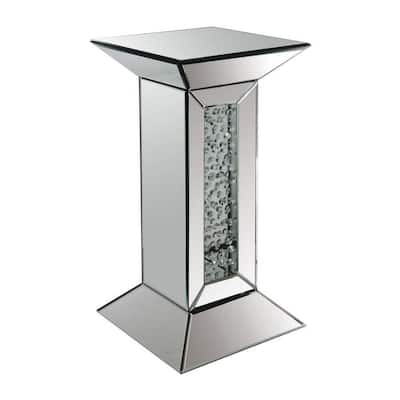 12 in. Silver Square Glass End Table, Sturdy Build End Side Table for Living Rooms