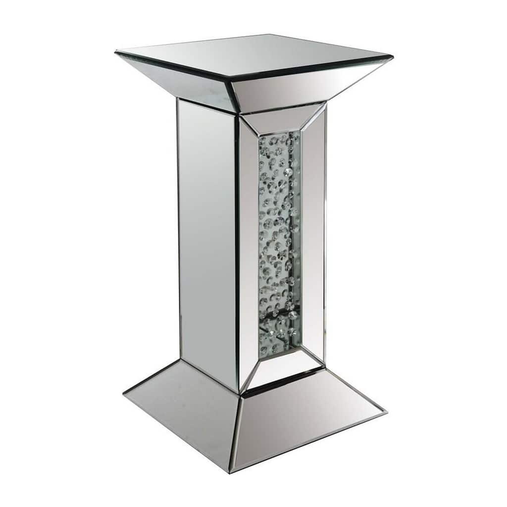 12 in. Silver Square Glass End Table, Sturdy Build End Side Table for Living Rooms