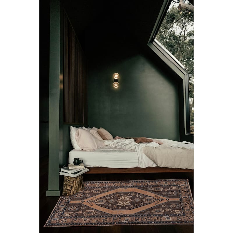 ECARPETGALLERY Hand-knotted Antalya Vintage Dark Brown Wool Rug - 4'5 x 6'7