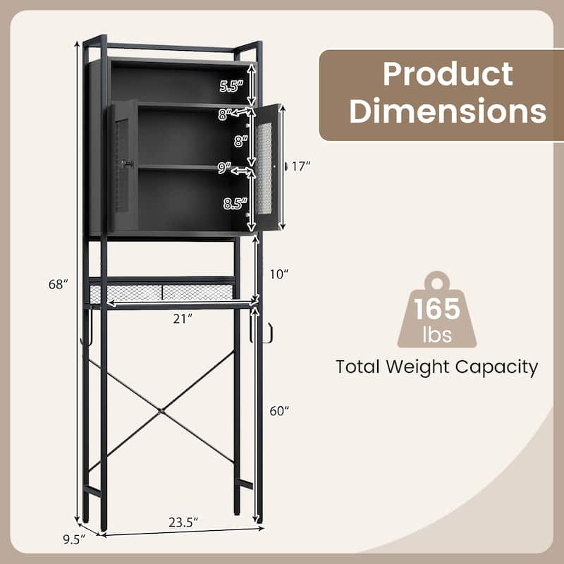 Gymax Over The Toilet Cabinet Bathroom Toilet Storage Organizer w/