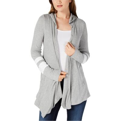 I.N.C Womens Hooded Varsity Cardigan Sweater,, Grey, Small