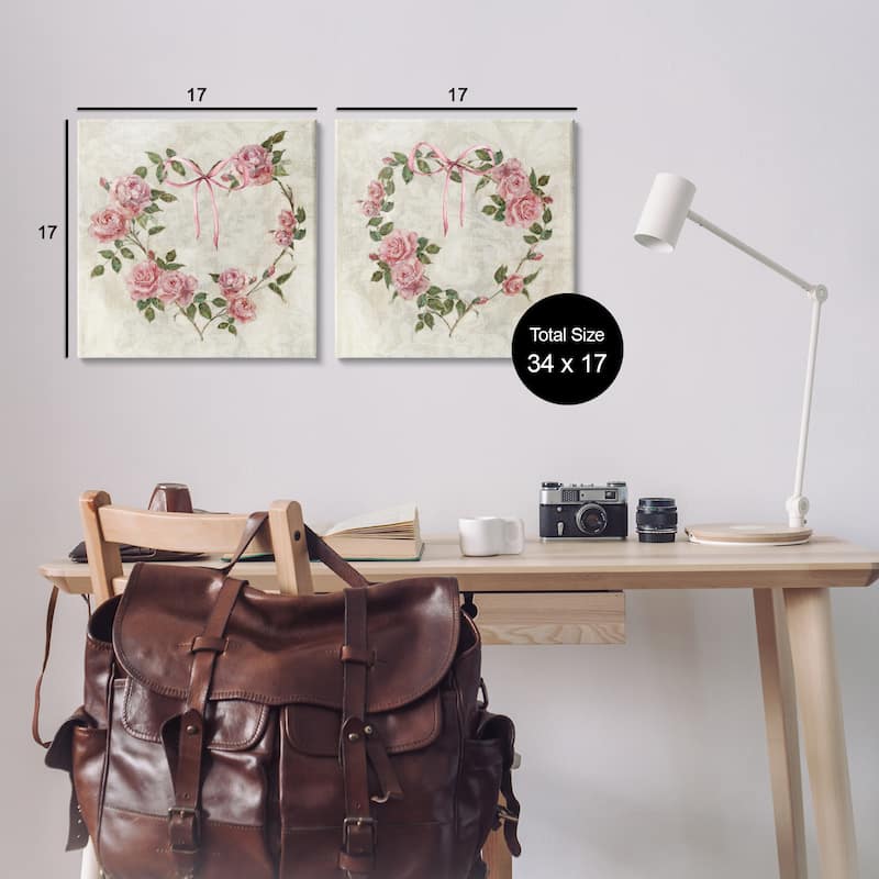 Stupell Heart Shaped Wreaths Canvas Wall Art Design By Sally Swatland (Set of 2)