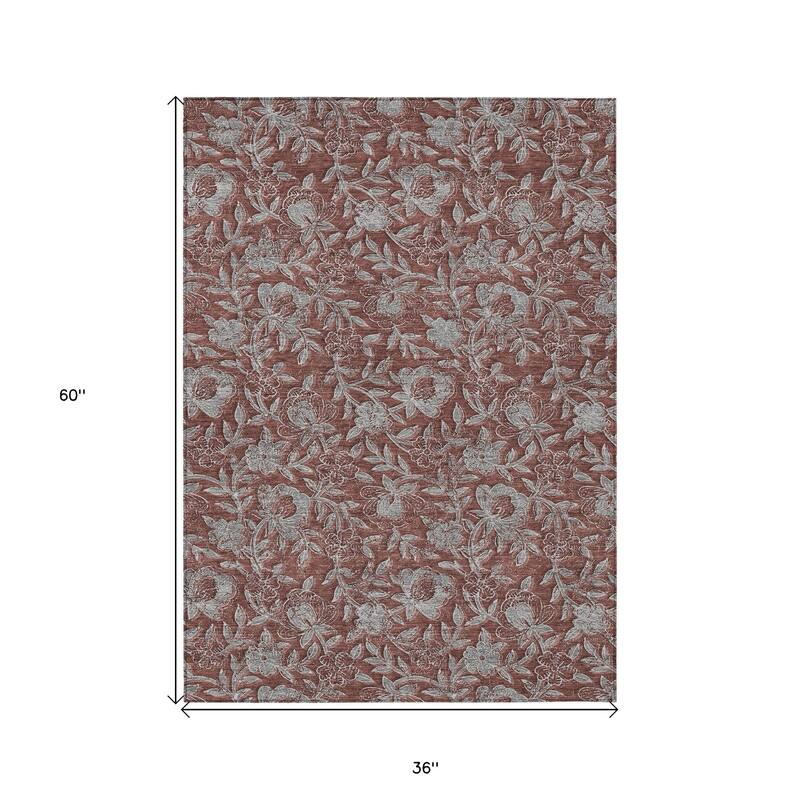 HomeRoots Floral Transitional Rectangle Outdoor Rug