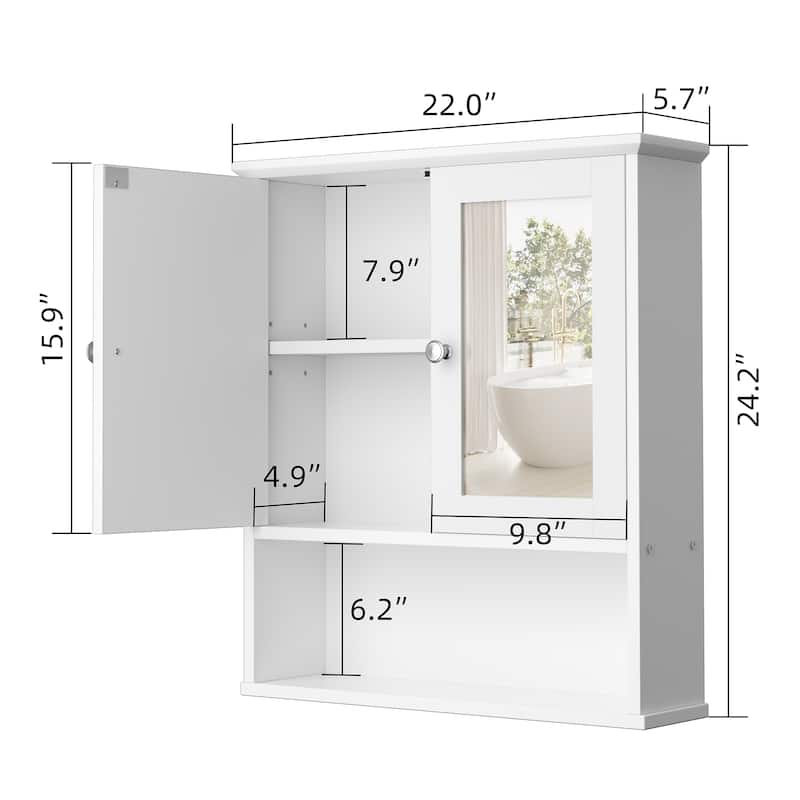 Futzca Bathroom Cabinet Wall Mounted, Storage Cabinet with Doors and Mirror
