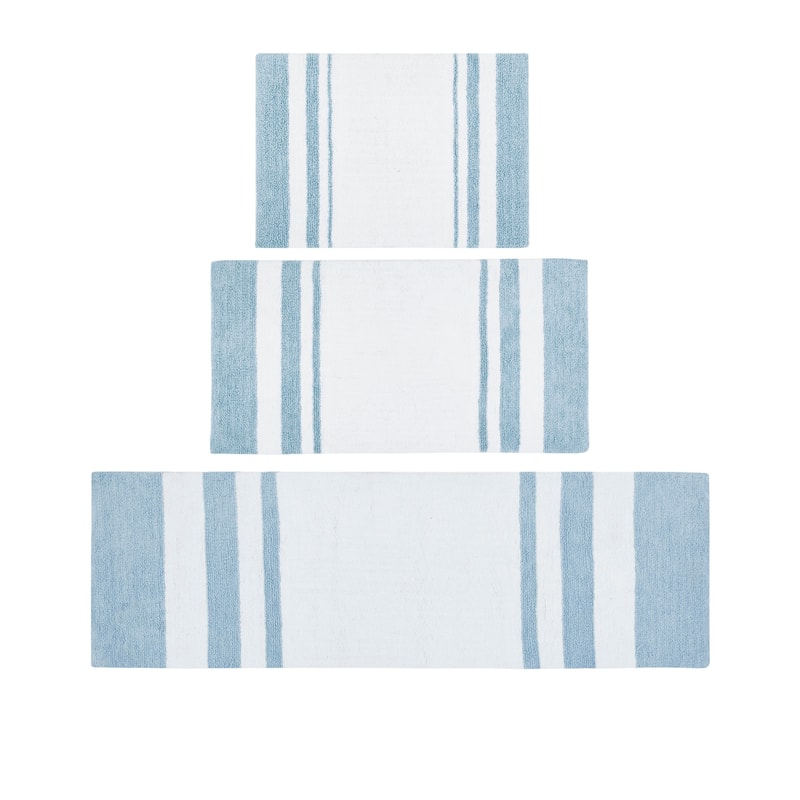 Madison Park Spa Cotton Reversible Bath Rug - 24x72" - Blue