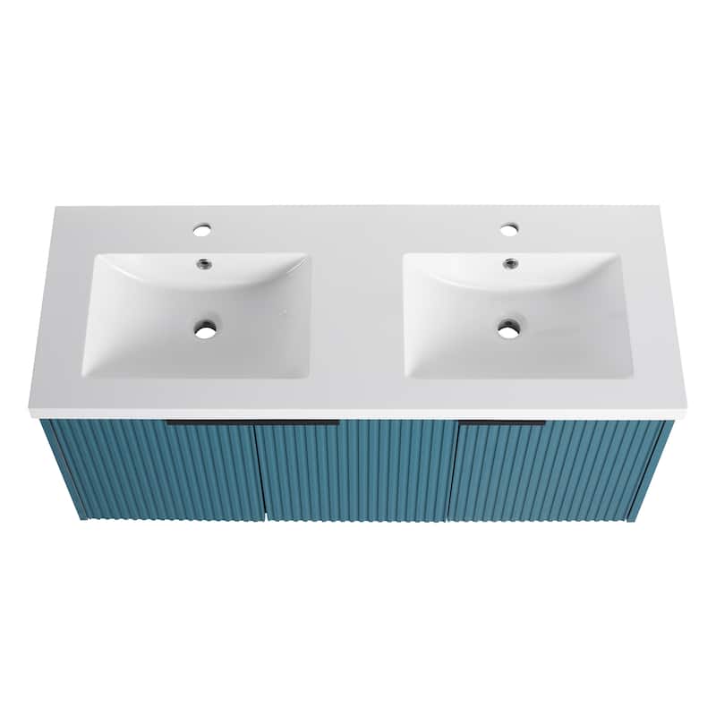 Wall Mounted Bathroom Vanity with Resin Double Sink