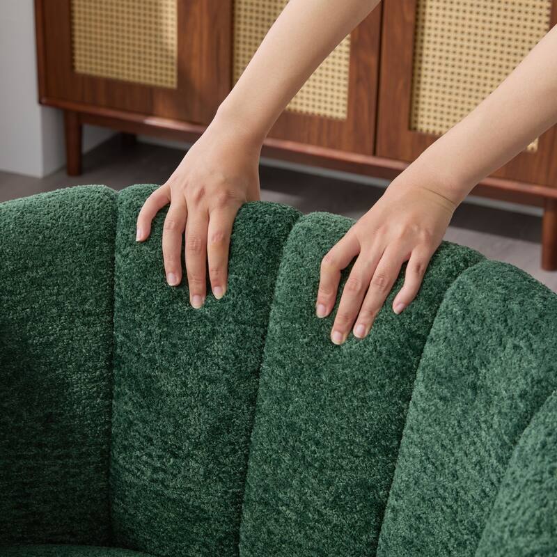 29.9" W Mid-Century Chenille Armchair with Metal Legs