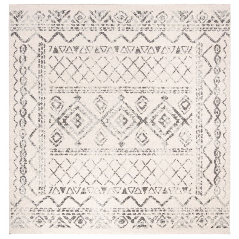 SAFAVIEH Tulum Hinnertje Rustic Moroccan Boho Tribal Distressed Rug - 11' Square - Ivory/Grey