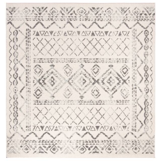 SAFAVIEH Tulum Marte Rustic Moroccan Boho Tribal Distressed Rug - 9' x 9' Square - Ivory/Grey