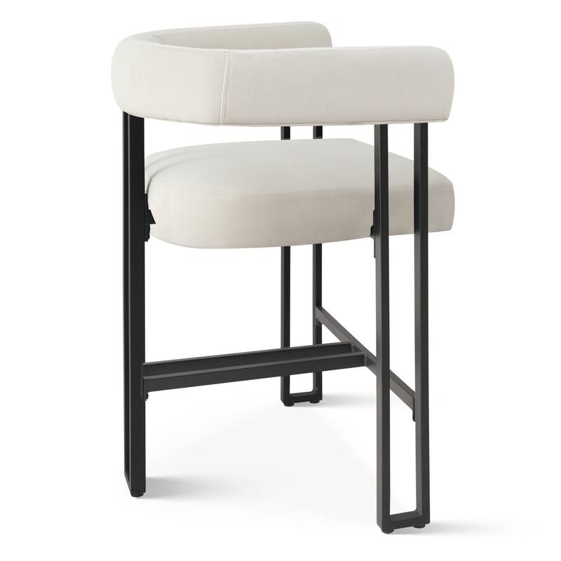 24" Seat Height Upholstered Velvet Solid back Counter Stool (Set os 2)