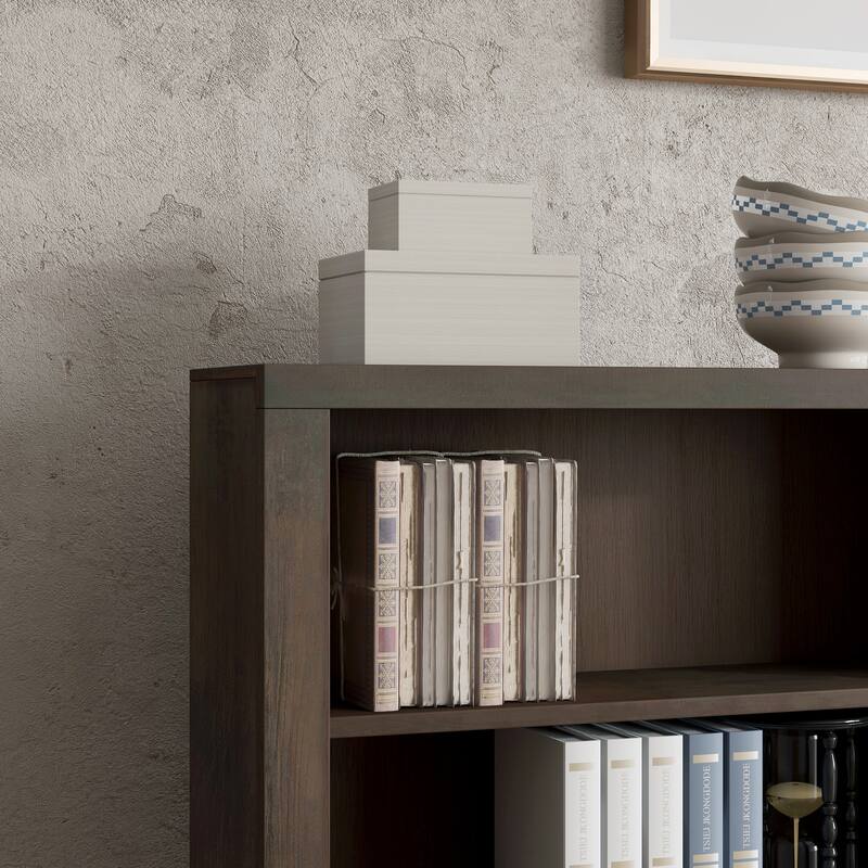 Bridgevine Home Joshua Creek 48 inch high 4-shelf Bookcase, No Assembly Required, Barnwood Finish