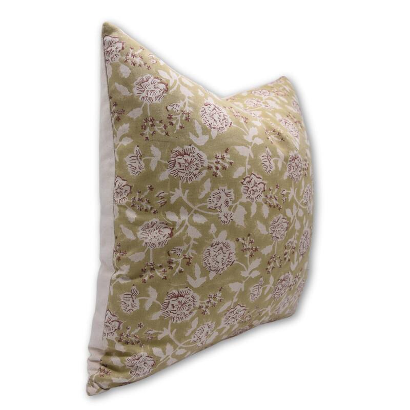 Fabdivine Bohemian Floral Green Pillow Cover Handmade Cotton for Fall Décor Block Print Chair Hotel Bedroom, Pink City