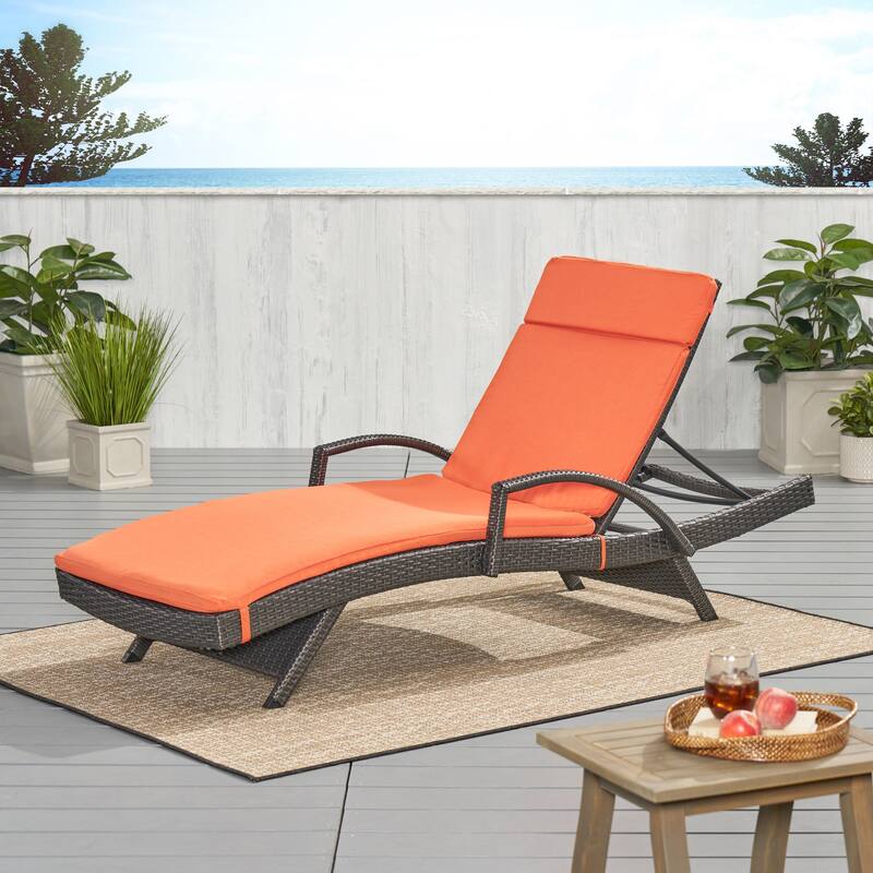 Salem Outdoor Chaise Lounge Cushion by Christopher Knight Home - Orange