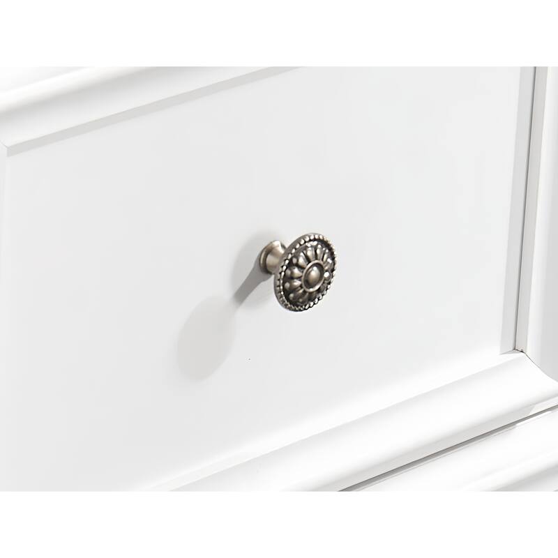 Bright White 7-Drawer Dresser, Versatile Living Room Storage Option