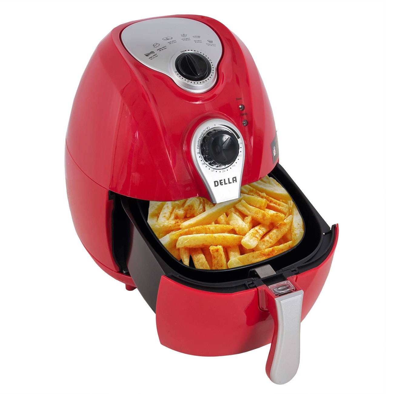 Della Electric Air Fryer w Temperature Control Detachable Basket Handle Red 1500W standard