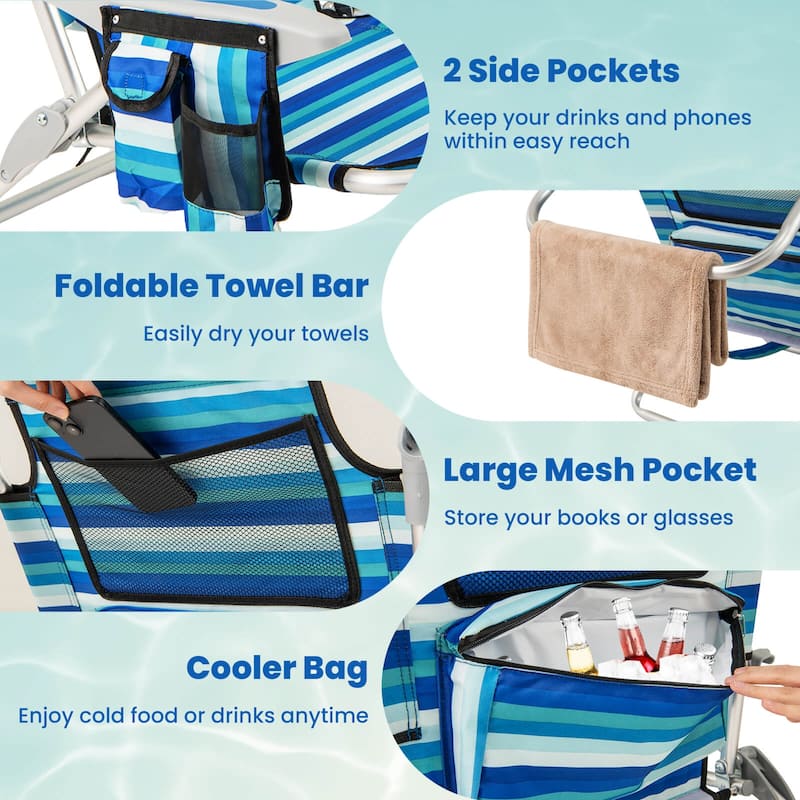 Costway 1/2 PCS Folding Beach Chair for Adults Lightweight Aluminum