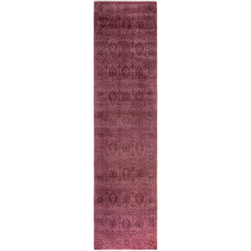 Overdyed One-of-a-Kind Hand-Knotted Area Rug - Pink - 2' 6" x 10' 3"